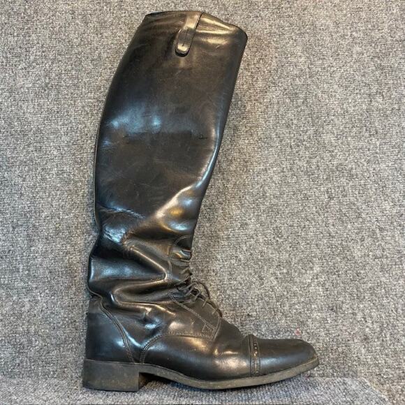 ARIAT Tall Black Leather Riding Boots Equestrian 55205 Womens 10 Full Calf Laces